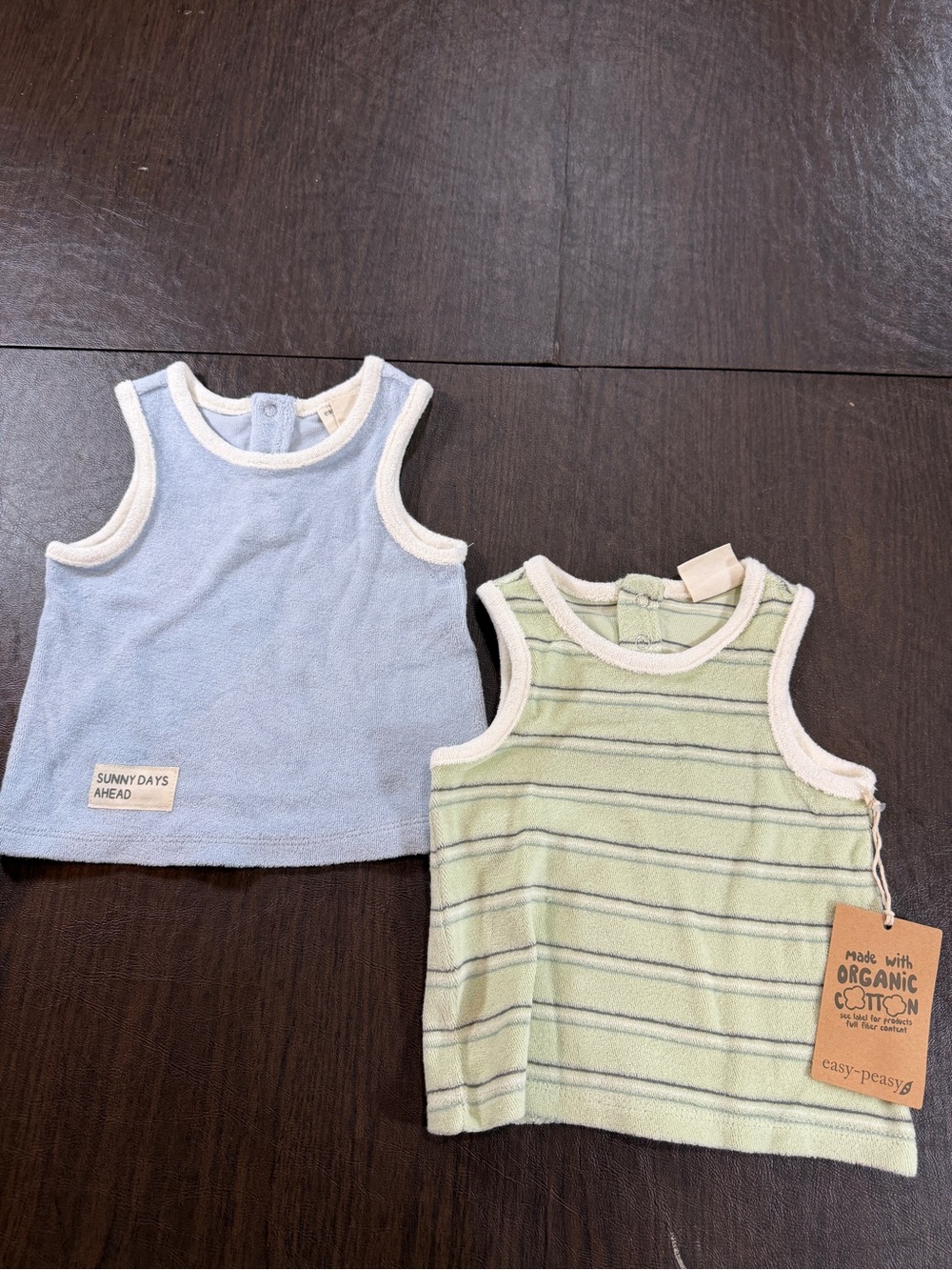 Easy Peasy Organic Cotton Kids Tank Top - Blue & Green Sz 12M